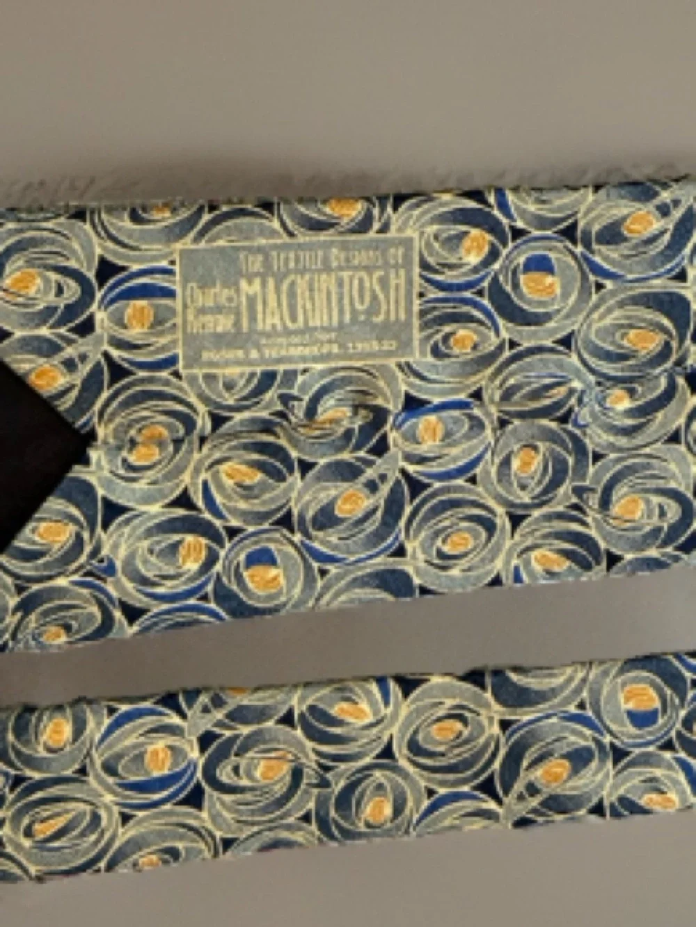 Boxelder Charles Rennie Mackintosh Silk Tie Rose Teardrop Blue Gold Art Nouveau